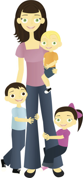 母亲和三个孩子图片下载