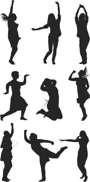 休闲有趣的女性剪影图片下载