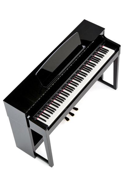 新的闪亮的黑色钢琴俯视图图片下载