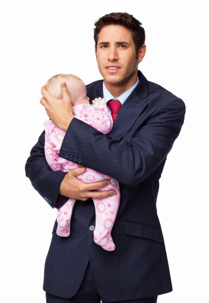 商人抱着小婴儿-孤立图片下载