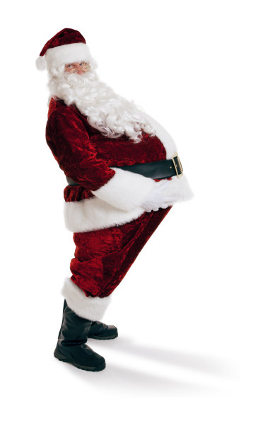 超重的圣诞老人孤立在白色。图片下载