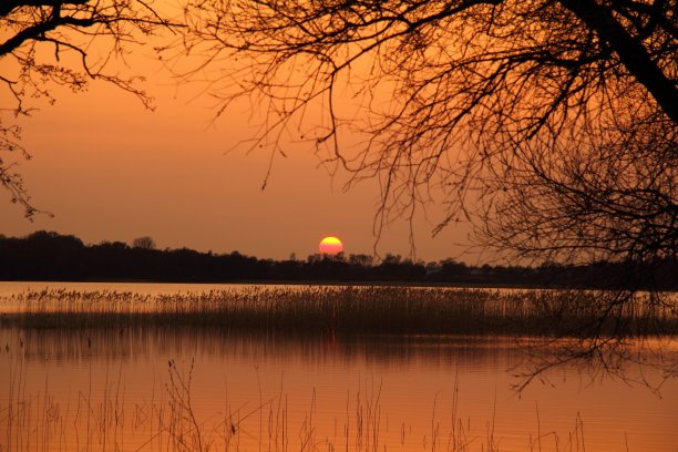 湖边的日落图片下载