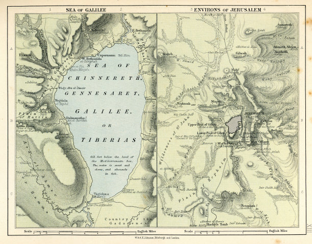 加利利海和耶路撒冷地图图片下载
