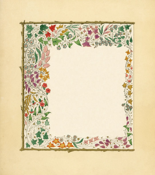 带有秋叶的维多利亚式框架图片下载