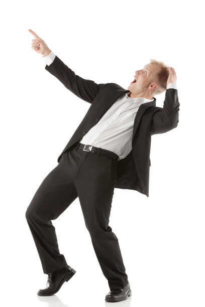 惊讶的商人向上指图片下载