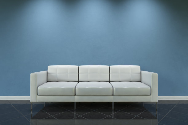 蓝色的白色沙发图片下载