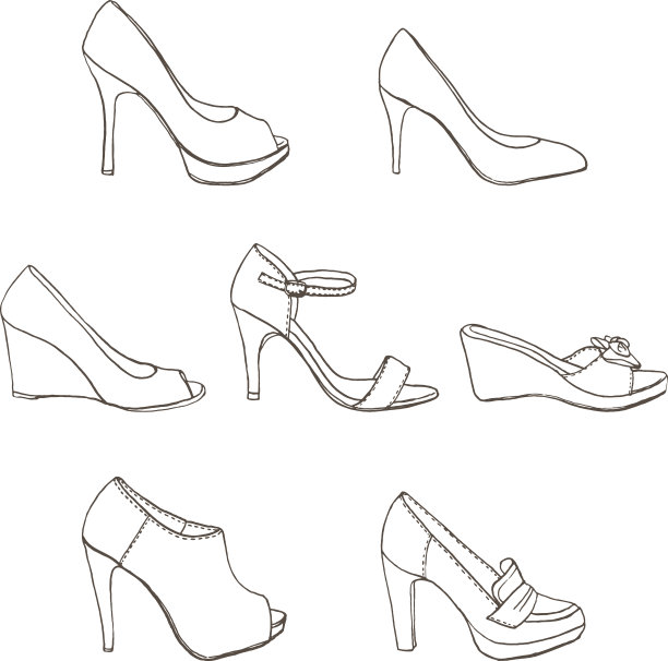 优雅的手绘淑女高跟鞋图片下载