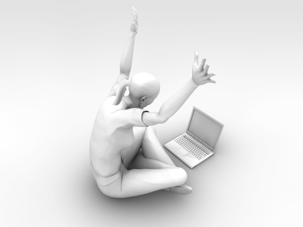 快乐的女人和电脑图片下载