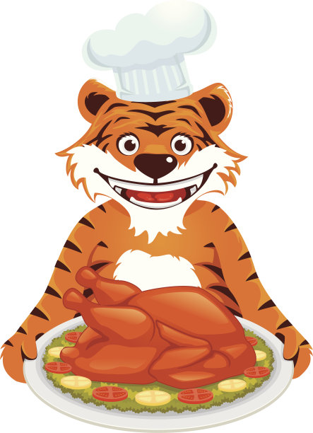 老虎配烤火鸡图片下载