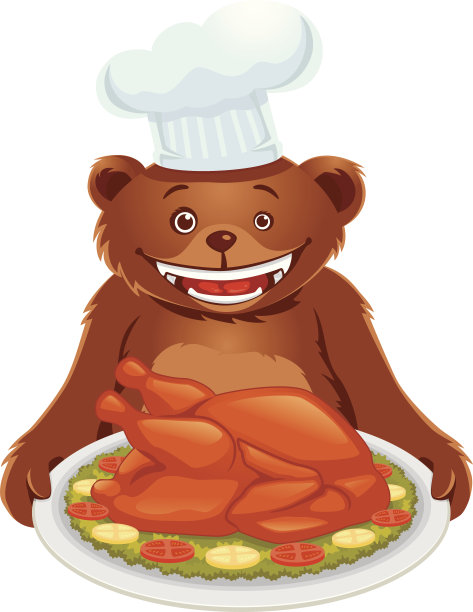 熊与烤火鸡图片下载
