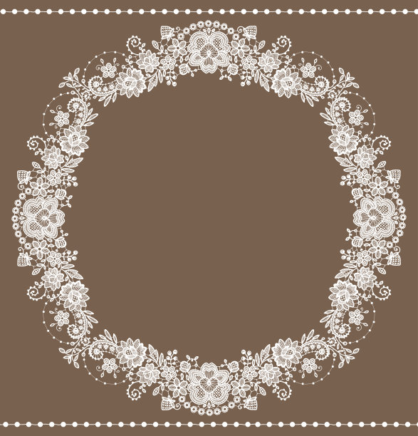 白色花边框架。花卉图案。图片下载
