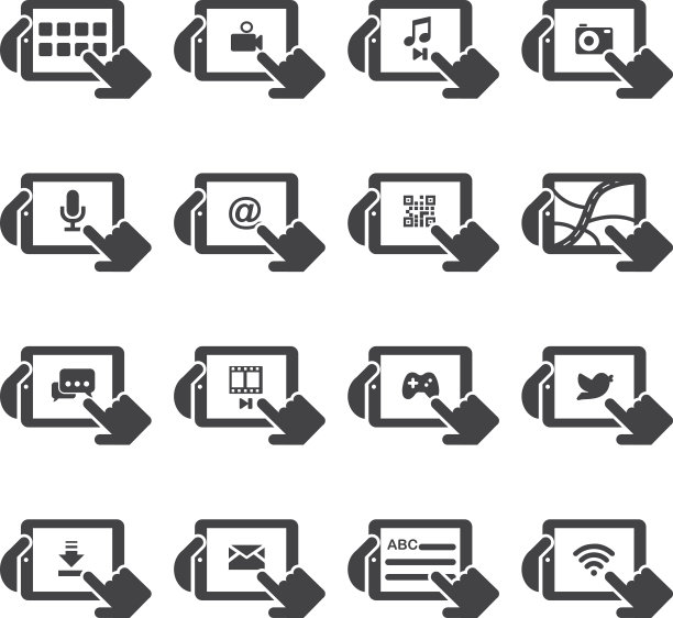 平板电脑功能剪影图标图片下载