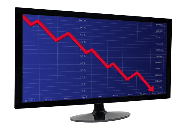 黑色液晶显示器与股票和财务图表在屏幕上图片下载