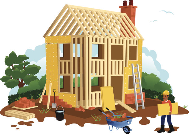 木结构房屋建造素材图片
