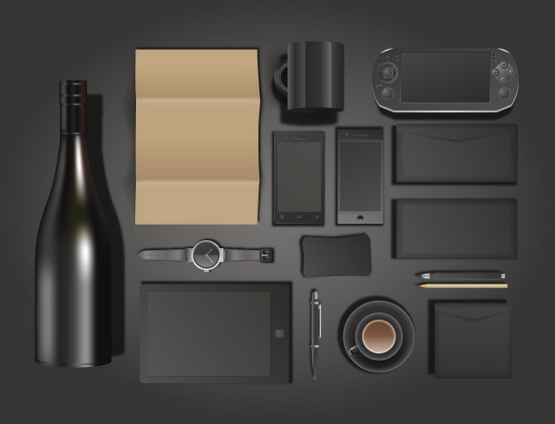 空白文具集孤立灰色图片下载