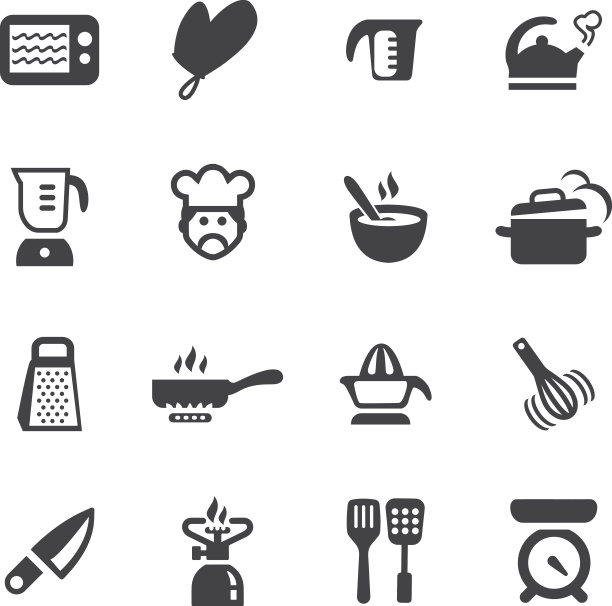 厨房乐趣剪影图标图片下载