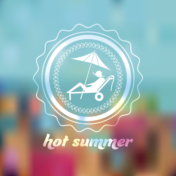 夏季线图标上模糊的背景图片下载