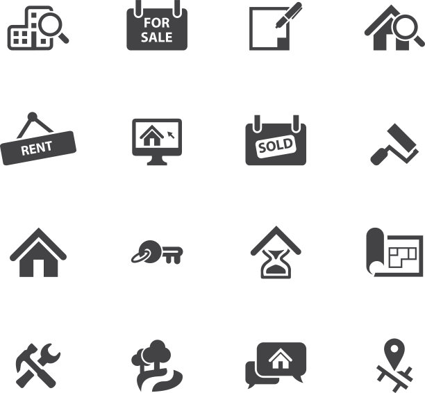 房地产剪影图标集图片下载