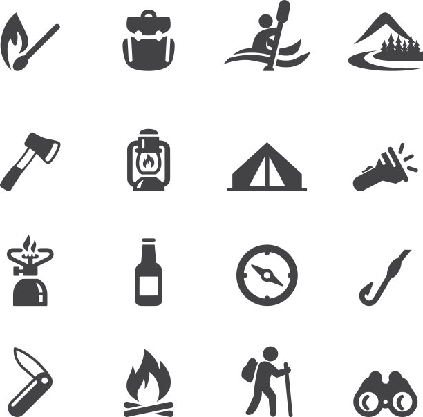 露营冒险剪影图标图片下载