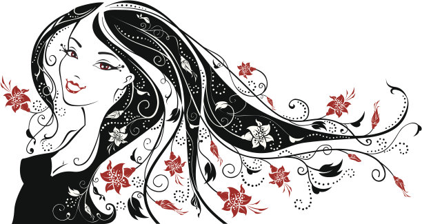 头上插着花的女人图片下载