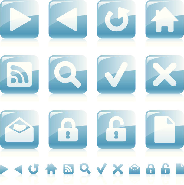 网页-光滑的方形图标图片下载