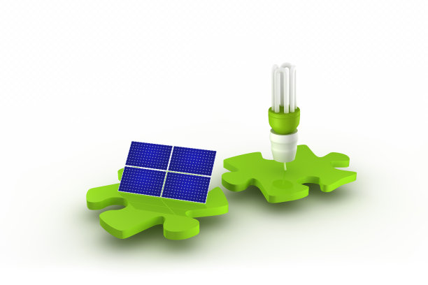 太阳能电池板和灯泡连接图片下载