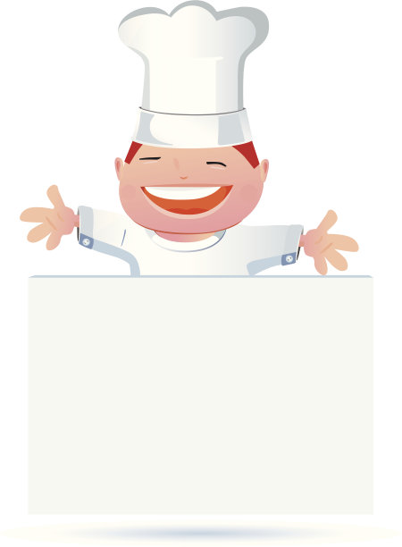 拿着空白横幅大笑的厨师图片下载