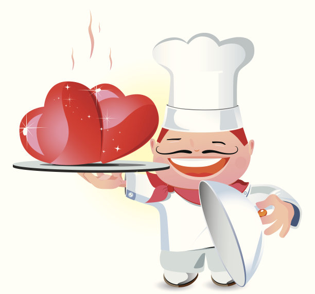 笑嘻嘻的厨师正在上烤肉图片下载