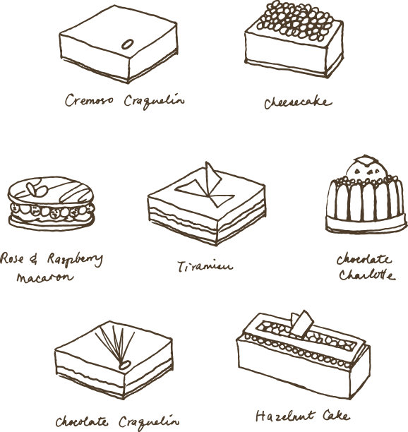 速写什锦美味蛋糕图片下载