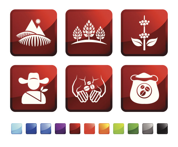 咖啡农场矢量图标设置图片下载