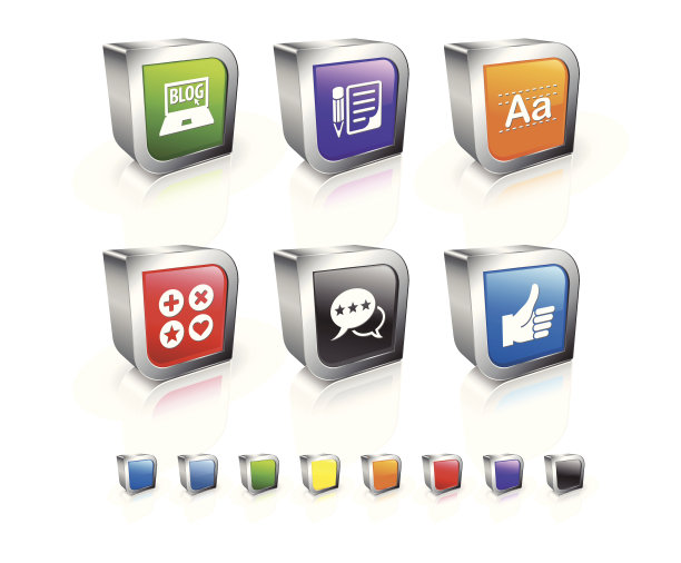 博客和在线交流3D图标设置与金属边缘图片下载