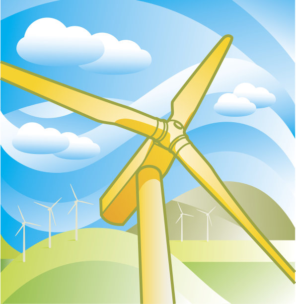 风力涡轮机和风电场插图图片下载