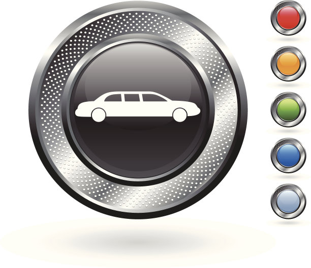 豪华车免版税矢量艺术上的金属按钮图片下载