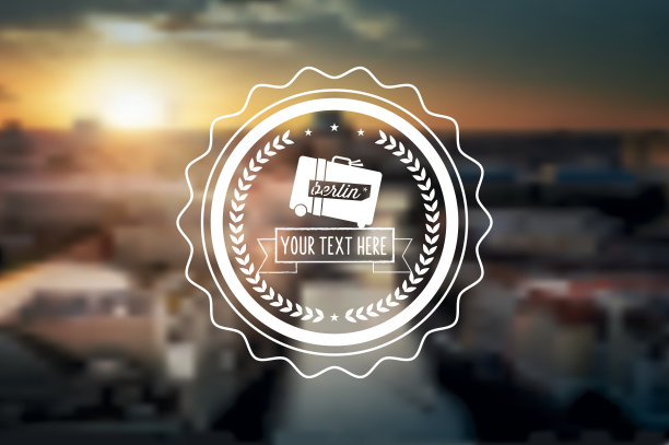 线艺术旅行图标上模糊的柏林背景图片下载