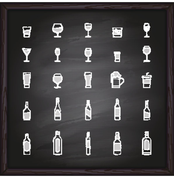 在黑板上的饮料图标图片下载