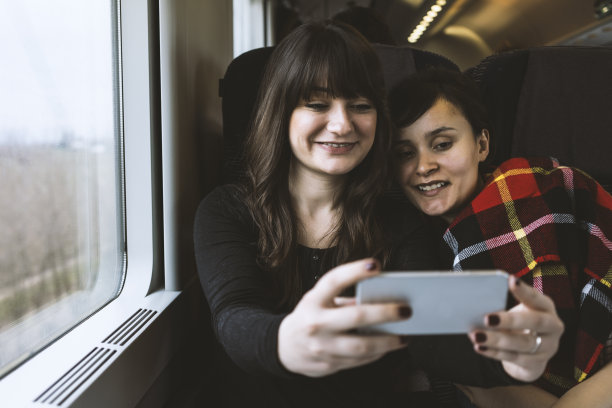 和朋友一起旅行，来张自拍吧图片下载