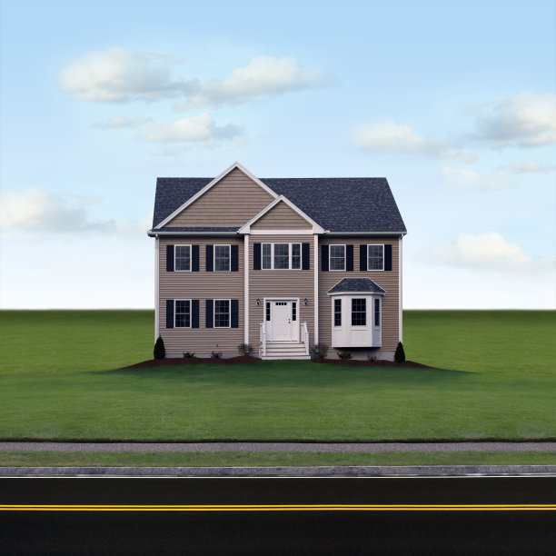 白天的房子，天空有云图片下载