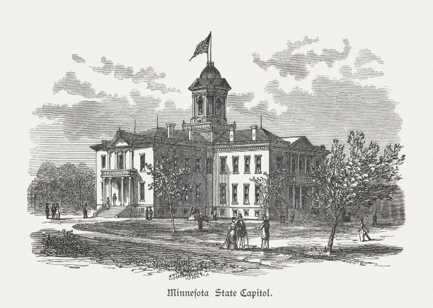 明尼苏达州国会大厦，圣保罗，美国，木刻，1880年出版图片下载