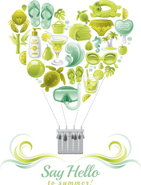 绿色气球与假期和海洋图标图片下载