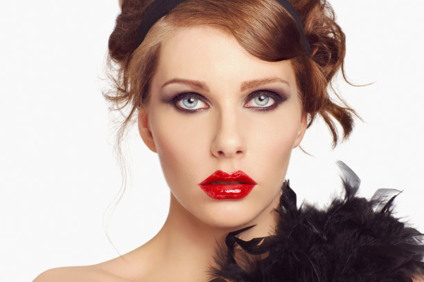 美丽的照片拍摄年轻美丽的女人魅力红唇图片下载