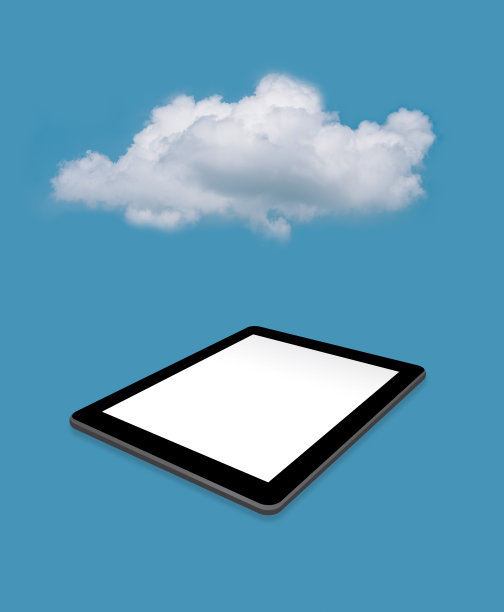 白云盘旋在数码平板电脑上图片下载