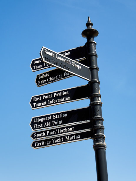 蓝色天空映衬着洛维斯特的路标图片下载