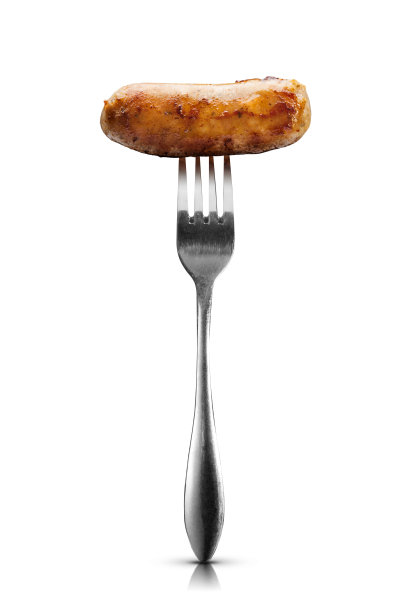 香肠配银叉配白叉图片下载