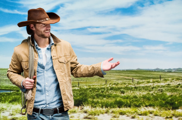 微笑牛仔户外展示图片下载