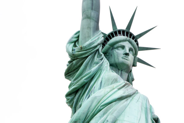 自由女神像被隔离在白色图片下载