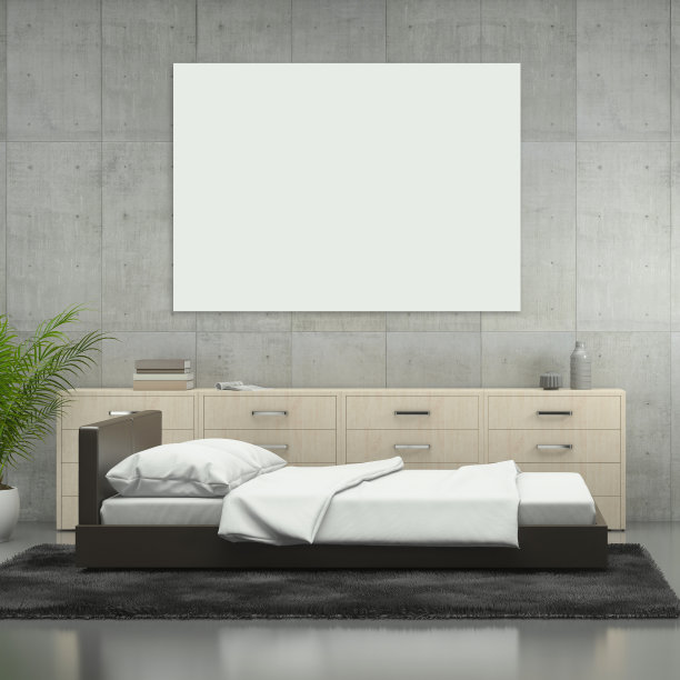 室内现代潮人卧室墙画模板图片下载