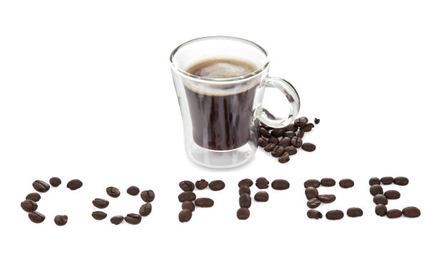 咖啡和用豆子写的咖啡图片下载