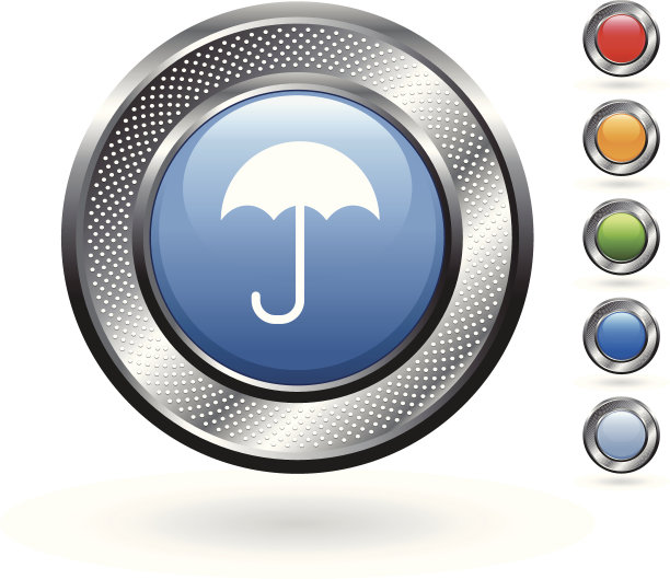 伞，保护版权免费矢量艺术上的金属按钮图片下载