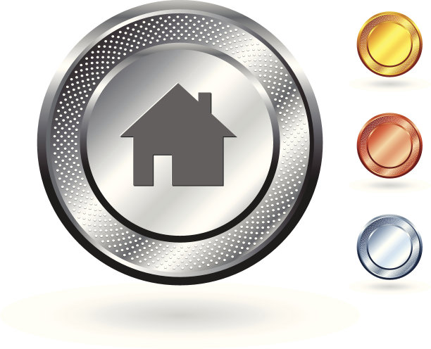 家庭版税免费矢量艺术上的金属按钮图片下载