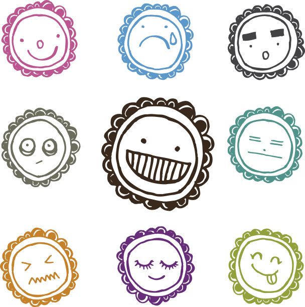 可爱的手素描有趣的脸图片下载